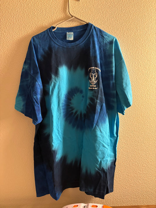 Hunt Fish Explore Hawaii T-shirt BLUE TIE DYE 2XL